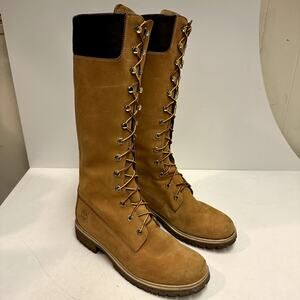 GOOD Timberland Women's Premium 14-Inch Waterproof Boot Nubuck Leather Lace Up 9